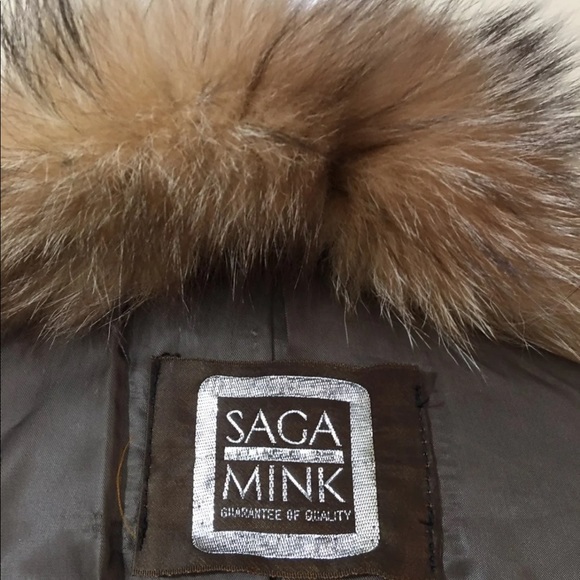 Saga Chestnut Mink Jacket with Full Length Fox Collar Stunning - Picture 6 of 12